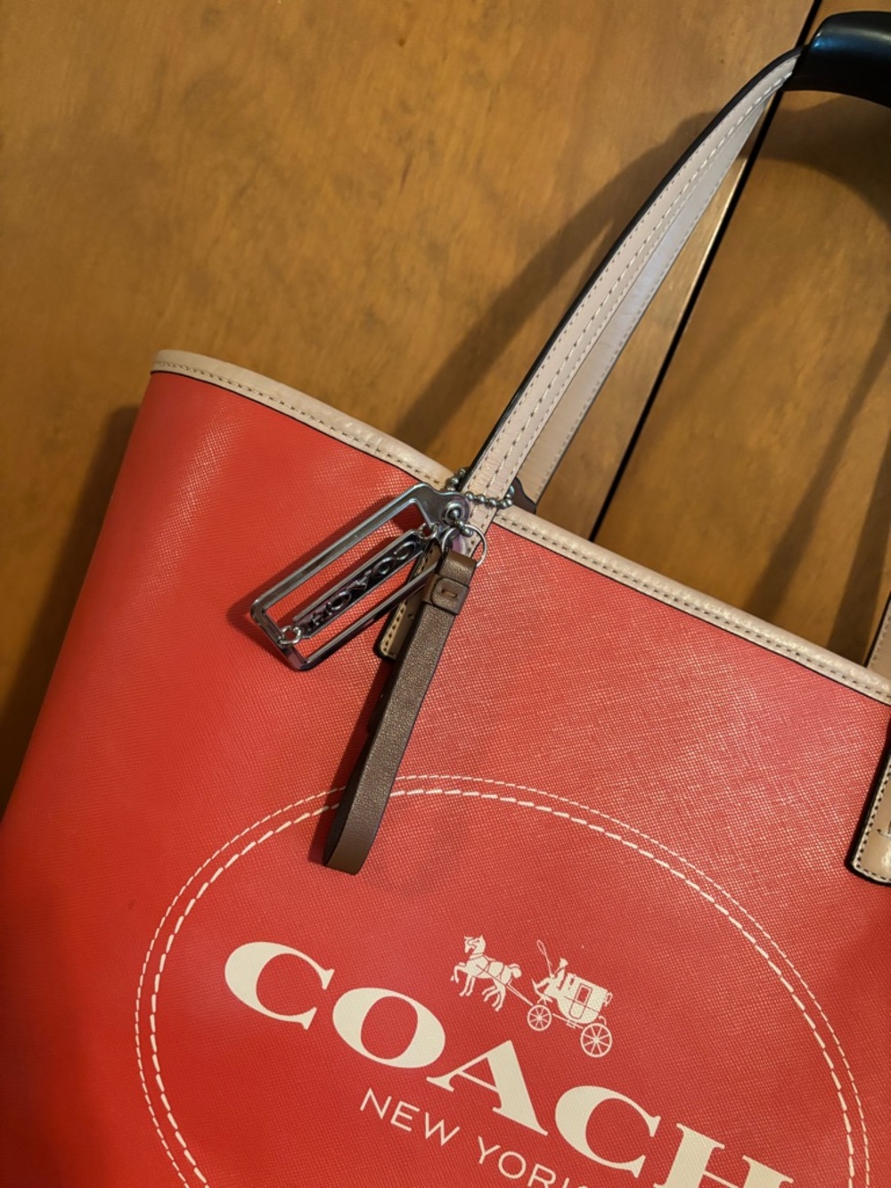 COACH New York Tote Bag with Tan Handles - Picture 2 of 7